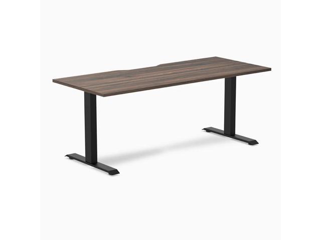 Desky Zero Scalloped Laminate Office Desk - Jarrah Legno / 70.9 x 29.5 in / Matte Black
