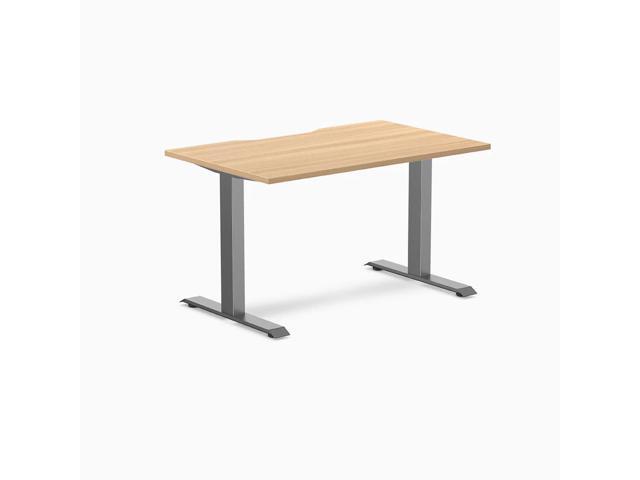 Desky Zero Scalloped Laminate Office Desk - Sublime Teak / 47.2 x 29.5 in / Space Gray