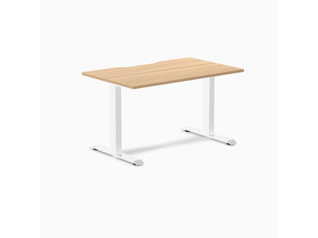 Desky Zero Scalloped Laminate Office Desk - Sublime Teak / 47.2 x 29.5 in / White