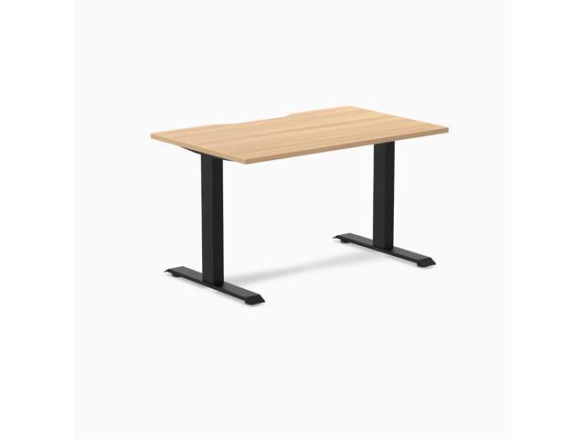 Desky Zero Scalloped Laminate Office Desk - Sublime Teak / 47.2 x 29.5 in / Matte Black
