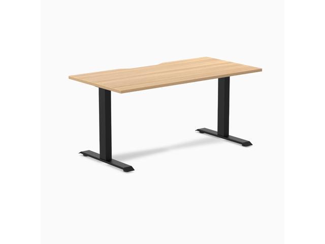 Desky Zero Scalloped Laminate Office Desk - Sublime Teak / 59.1 x 29.5 in / Matte Black