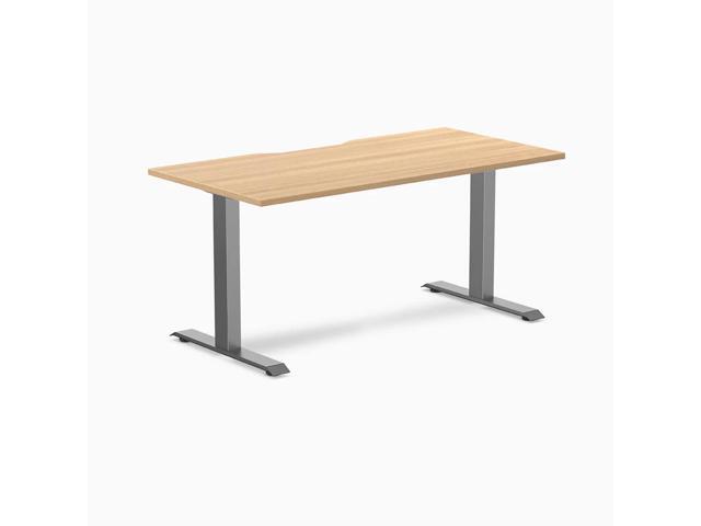 Desky Zero Scalloped Laminate Office Desk - Sublime Teak / 59.1 x 29.5 in / Space Gray