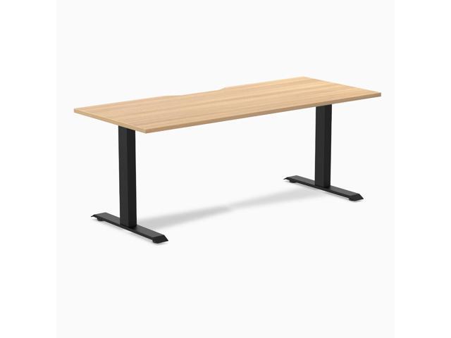 Desky Zero Scalloped Laminate Office Desk - Sublime Teak / 70.9 x 29.5 in / Matte Black