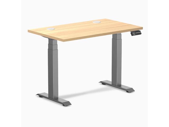 Desky Dual Mini Sit Stand Desk - Sublime Teak / 40 x 24 in with Grommets / Space Gray