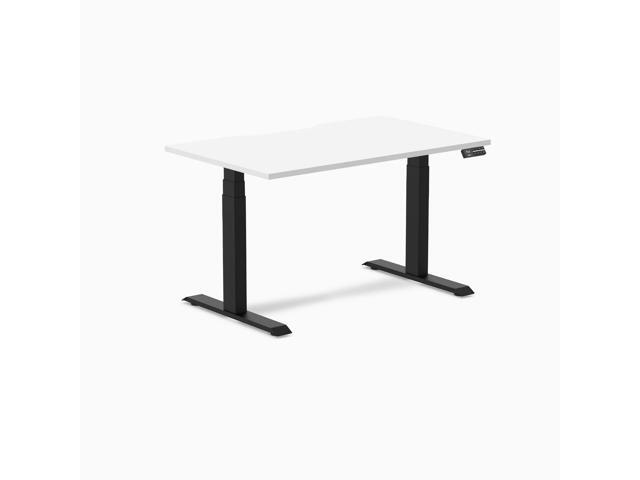 Desky Dual Scalloped Laminate Sit Stand Desk - White / 47.2 x 29.5 in / Matte Black
