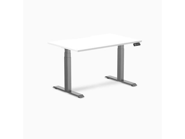 Desky Dual Scalloped Laminate Sit Stand Desk - White / 47.2 x 29.5 in / Space Gray