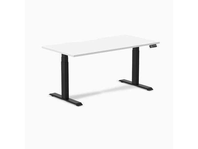 Desky Dual Scalloped Laminate Sit Stand Desk - White / 59.1 x 29.5 in / Matte Black