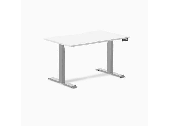 Desky Dual Scalloped Laminate Sit Stand Desk - White / 47.2 x 29.5 in / Gray