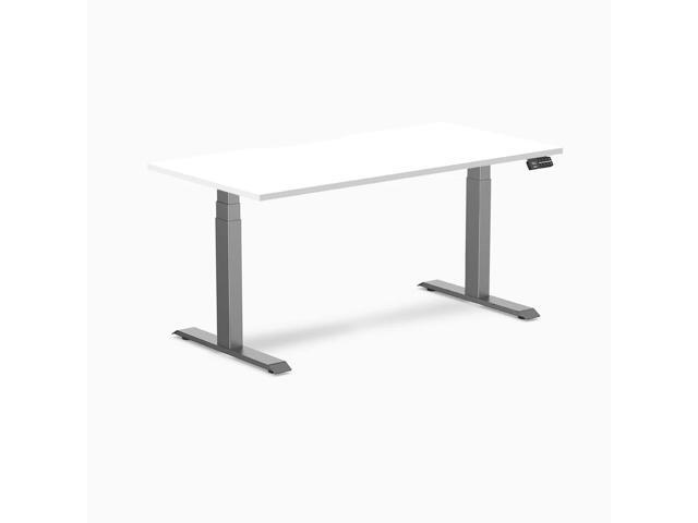 Desky Dual Scalloped Laminate Sit Stand Desk - White / 59.1 x 29.5 in / Space Gray
