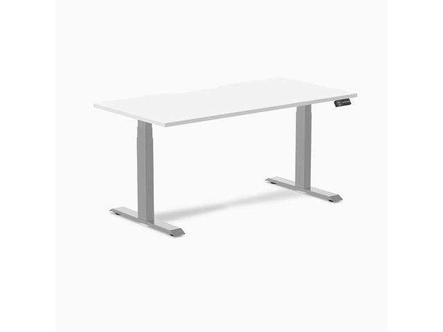 Desky Dual Scalloped Laminate Sit Stand Desk - White / 59.1 x 29.5 in / Gray