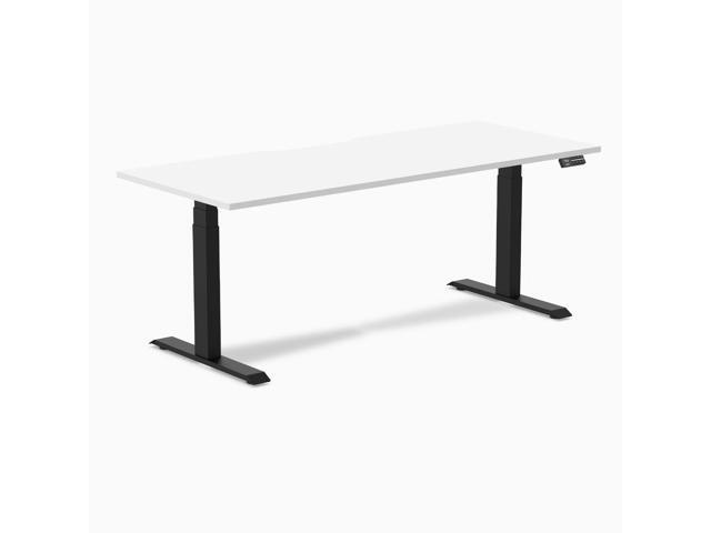 Desky Dual Scalloped Laminate Sit Stand Desk - White / 70.9 x 29.5 in / Matte Black