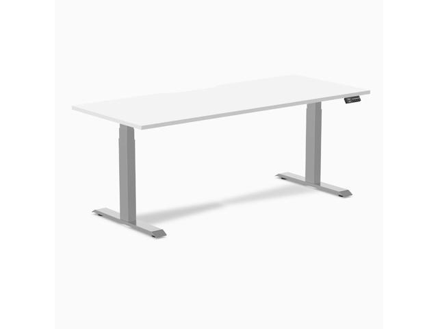 Desky Dual Scalloped Laminate Sit Stand Desk - White / 70.9 x 29.5 in / Gray