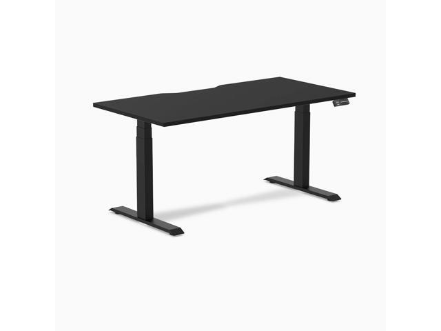 Desky Dual Scalloped Laminate Sit Stand Desk - Black / 59.1 x 29.5 in / Matte Black