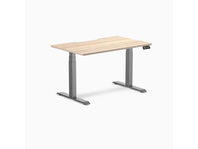 Desky Dual Scalloped Laminate Sit Stand Desk - Classic Oak / 47.2 x 29.5 in / Space Gray