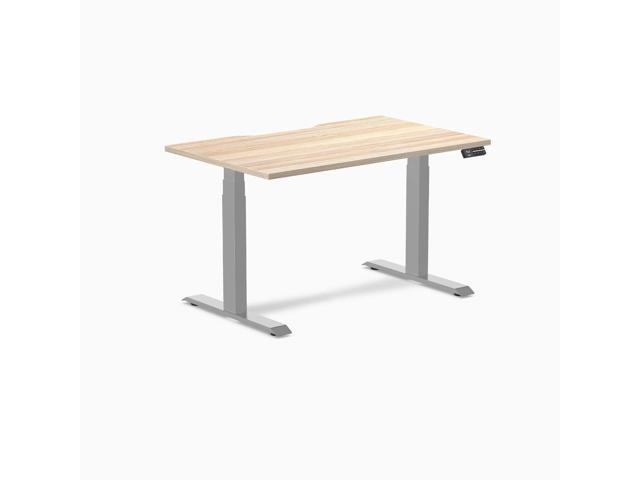 Desky Dual Scalloped Laminate Sit Stand Desk - Classic Oak / 47.2 x 29.5 in / Gray