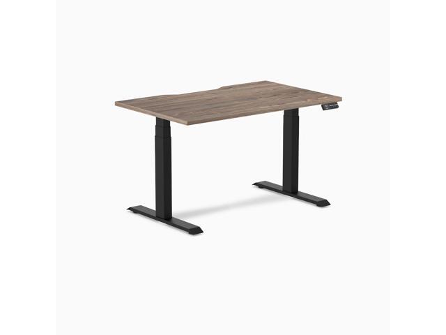 Desky Dual Scalloped Laminate Sit Stand Desk - Natural Walnut / 47.2 x 29.5 in / Matte Black