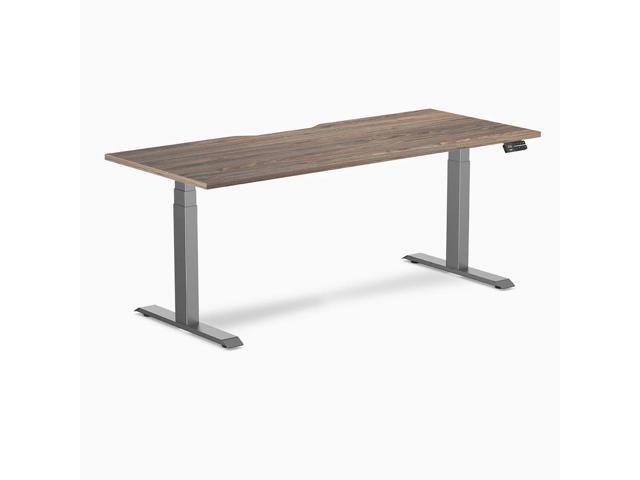Desky Dual Scalloped Laminate Sit Stand Desk - Natural Walnut / 70.9 x 29.5 in / Space Gray
