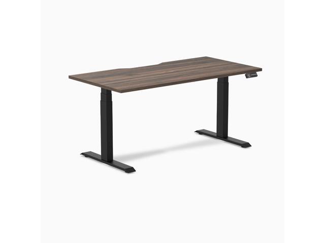 Desky Dual Scalloped Laminate Sit Stand Desk - Jarrah Legno / 59.1 x 29.5 in / Matte Black