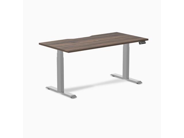 Desky Dual Scalloped Laminate Sit Stand Desk - Jarrah Legno / 59.1 x 29.5 in / Gray