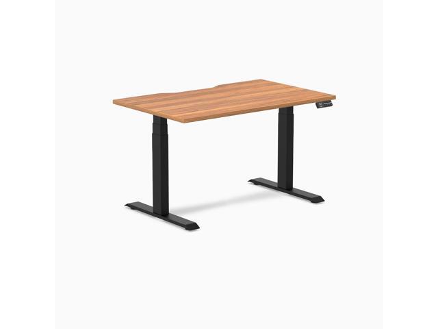 Desky Dual Scalloped Laminate Sit Stand Desk - Prime Oak / 47.2 x 29.5 in / Matte Black
