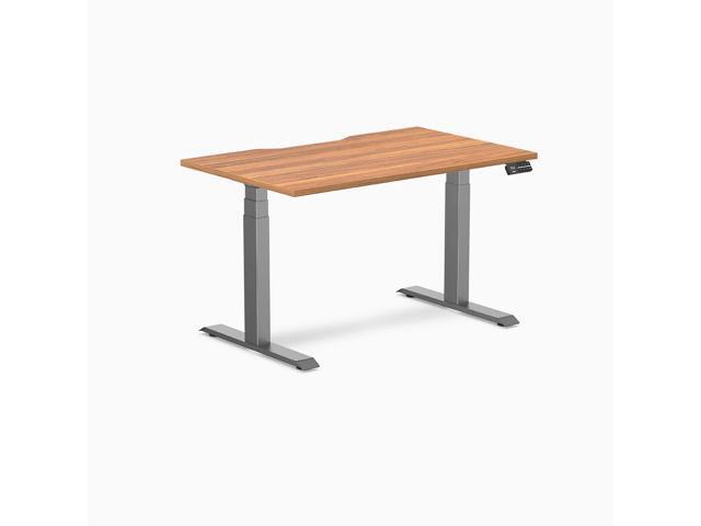 Desky Dual Scalloped Laminate Sit Stand Desk - Prime Oak / 47.2 x 29.5 in / Space Gray