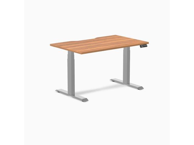 Desky Dual Scalloped Laminate Sit Stand Desk - Prime Oak / 47.2 x 29.5 in / Gray