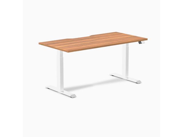 Desky Dual Scalloped Laminate Sit Stand Desk - Prime Oak / 59.1 x 29.5 in / White