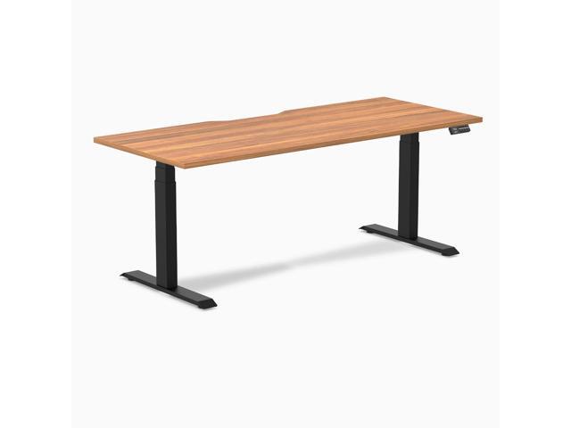 Desky Dual Scalloped Laminate Sit Stand Desk - Prime Oak / 70.9 x 29.5 in / Matte Black