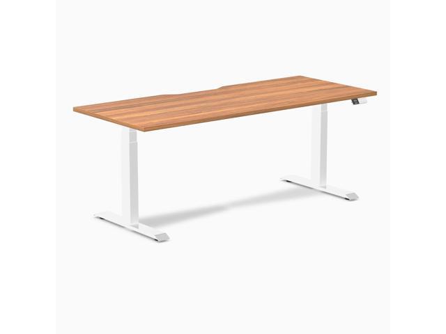 Desky Dual Scalloped Laminate Sit Stand Desk - Prime Oak / 70.9 x 29.5 in / White