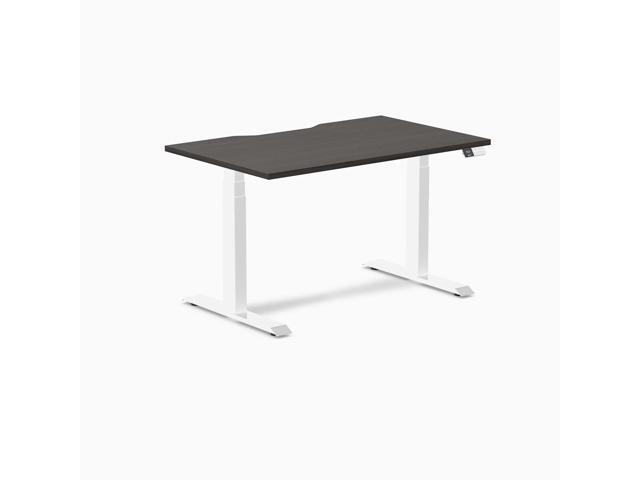 Desky Dual Scalloped Laminate Sit Stand Desk - Burnished Wood / 47.2 x 29.5 in / White