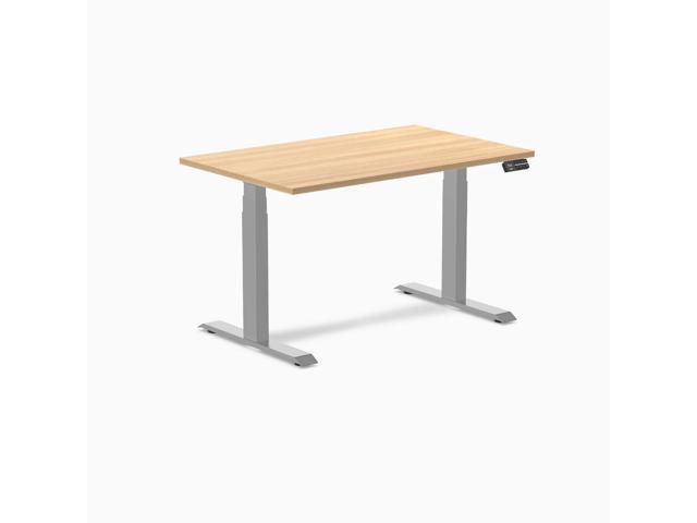 Desky Dual Scalloped Laminate Sit Stand Desk - Sublime Teak / 47.2 x 29.5 in / Gray