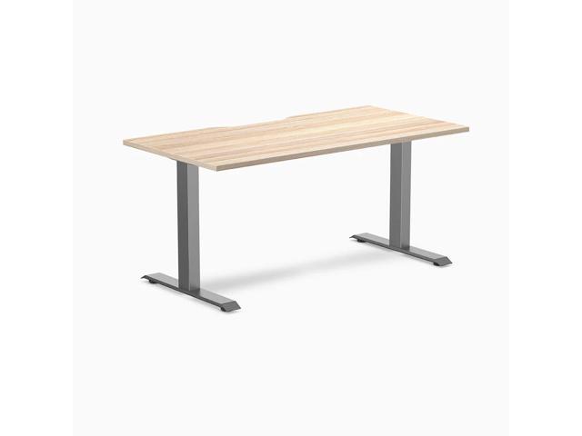 Desky Zero Scalloped Laminate Office Desk - Classic Oak / 59.1 x 29.5 in / Space Gray