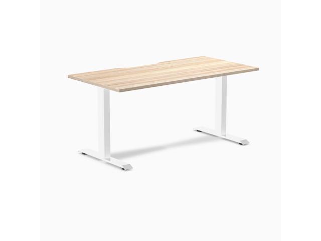 Desky Zero Scalloped Laminate Office Desk - Classic Oak / 59.1 x 29.5 in / White