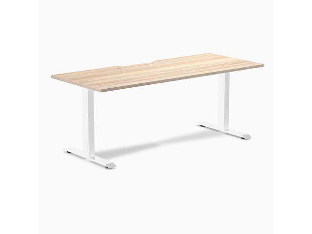 Desky Zero Scalloped Laminate Office Desk - Classic Oak / 70.9 x 29.5 in / White