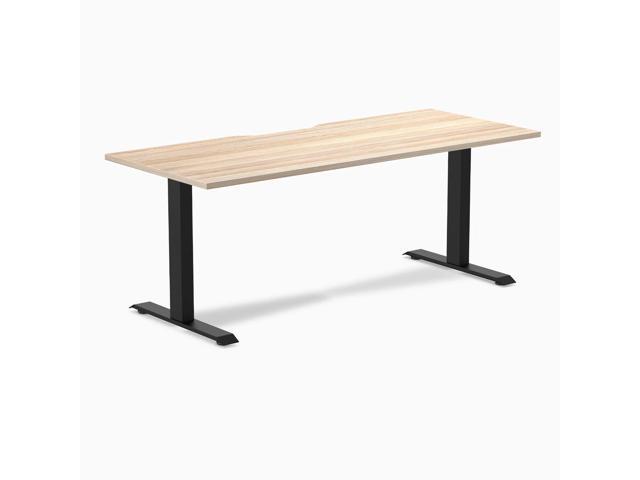 Desky Zero Scalloped Laminate Office Desk - Classic Oak / 70.9 x 29.5 in / Matte Black