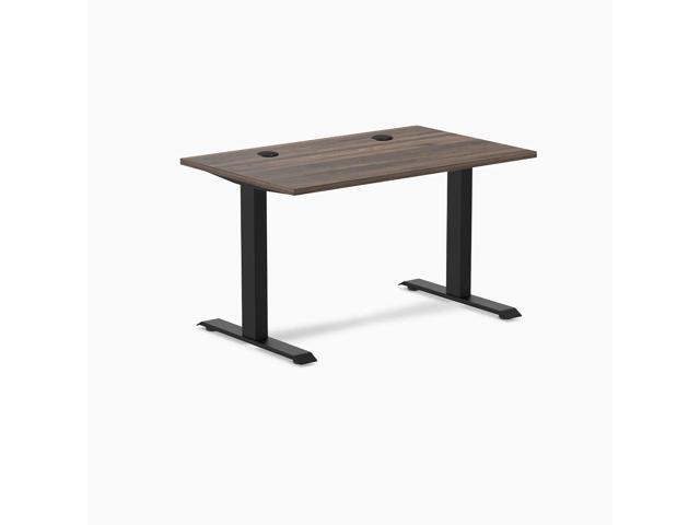 Desky Zero Scalloped Laminate Office Desk - Jarrah Legno / 47.2 x 29.5 in with Grommets / Matte Black