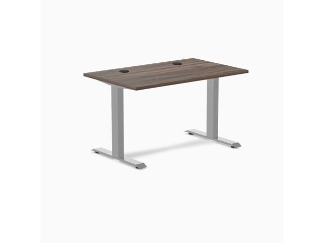Desky Zero Scalloped Laminate Office Desk - Jarrah Legno / 47.2 x 29.5 in with Grommets / Gray