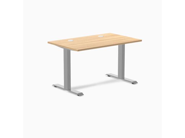 Desky Zero Scalloped Laminate Office Desk - Sublime Teak / 47.2 x 29.5 in with Grommets / Gray