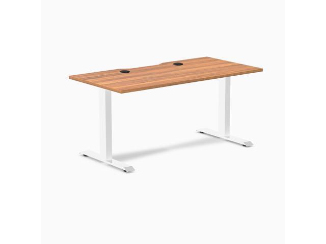 Desky Zero Scalloped Laminate Office Desk - Prime Oak / 59.1 x 29.5 in with Grommets / White