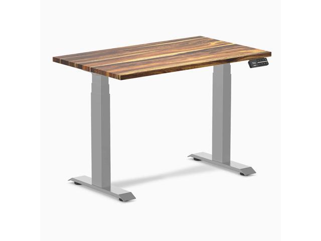 Desky Dual Mini Hardwood Sit Stand Desk - Pheasantwood / 40 x 24 in / Grey