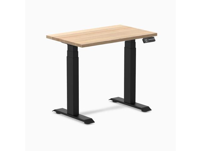 Desky Dual Mini Hardwood Sit Stand Desk - White Ash / 32 x 20 in / Matte Black
