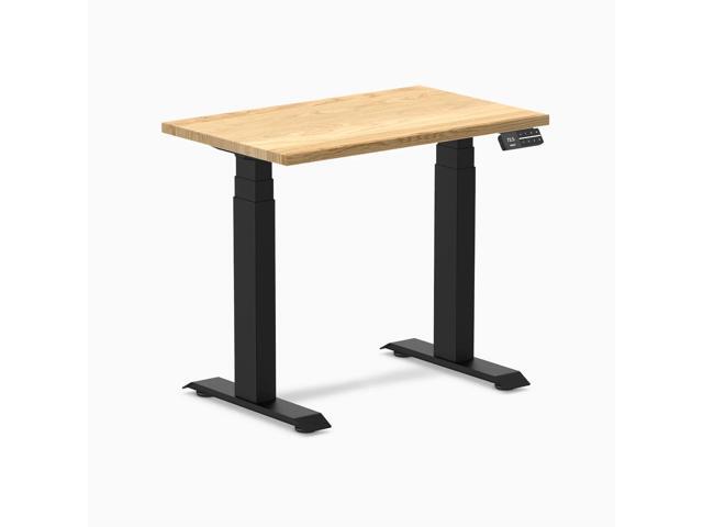 Desky Dual Mini Hardwood Sit Stand Desk - White Oak / 32 x 20 in / Matte Black