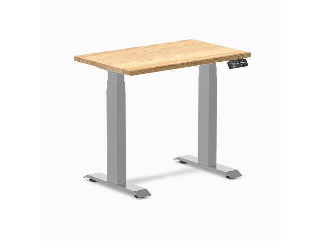 Desky Dual Mini Hardwood Sit Stand Desk - White Oak / 32 x 20 in / Grey
