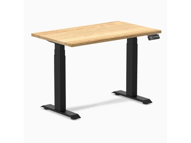Desky Dual Mini Hardwood Sit Stand Desk - White Oak / 40 x 24 in / Matte Black