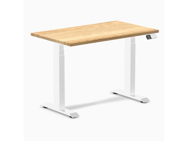 Desky Dual Mini Hardwood Sit Stand Desk - White Oak / 40 x 24 in / White