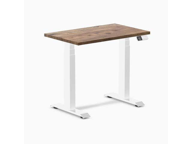 Desky Dual Mini Hardwood Sit Stand Desk - Walnut / 32 x 20 in / White