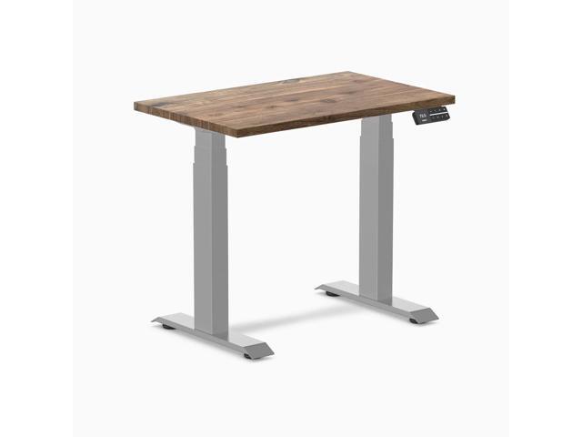 Desky Dual Mini Hardwood Sit Stand Desk - Walnut / 32 x 20 in / Grey