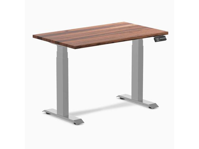 Desky Dual Mini Hardwood Sit Stand Desk - Walnut / 40 x 24 in / Grey