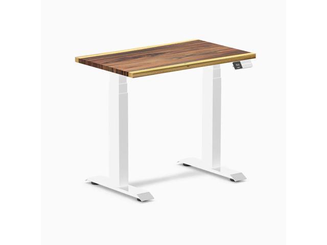 Desky Dual Mini Hardwood Sit Stand Desk - Saman / 32 x 20 in / White