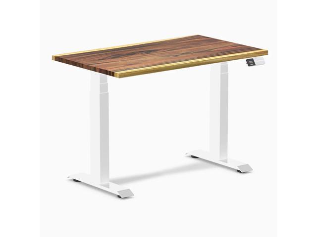 Desky Dual Mini Hardwood Sit Stand Desk - Saman / 40 x 24 in / White